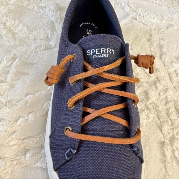 Sperry Navy Canvas Lace-Up Sneakers | Memory Foam | Women’s 7.5 - Picture 4 of 12
